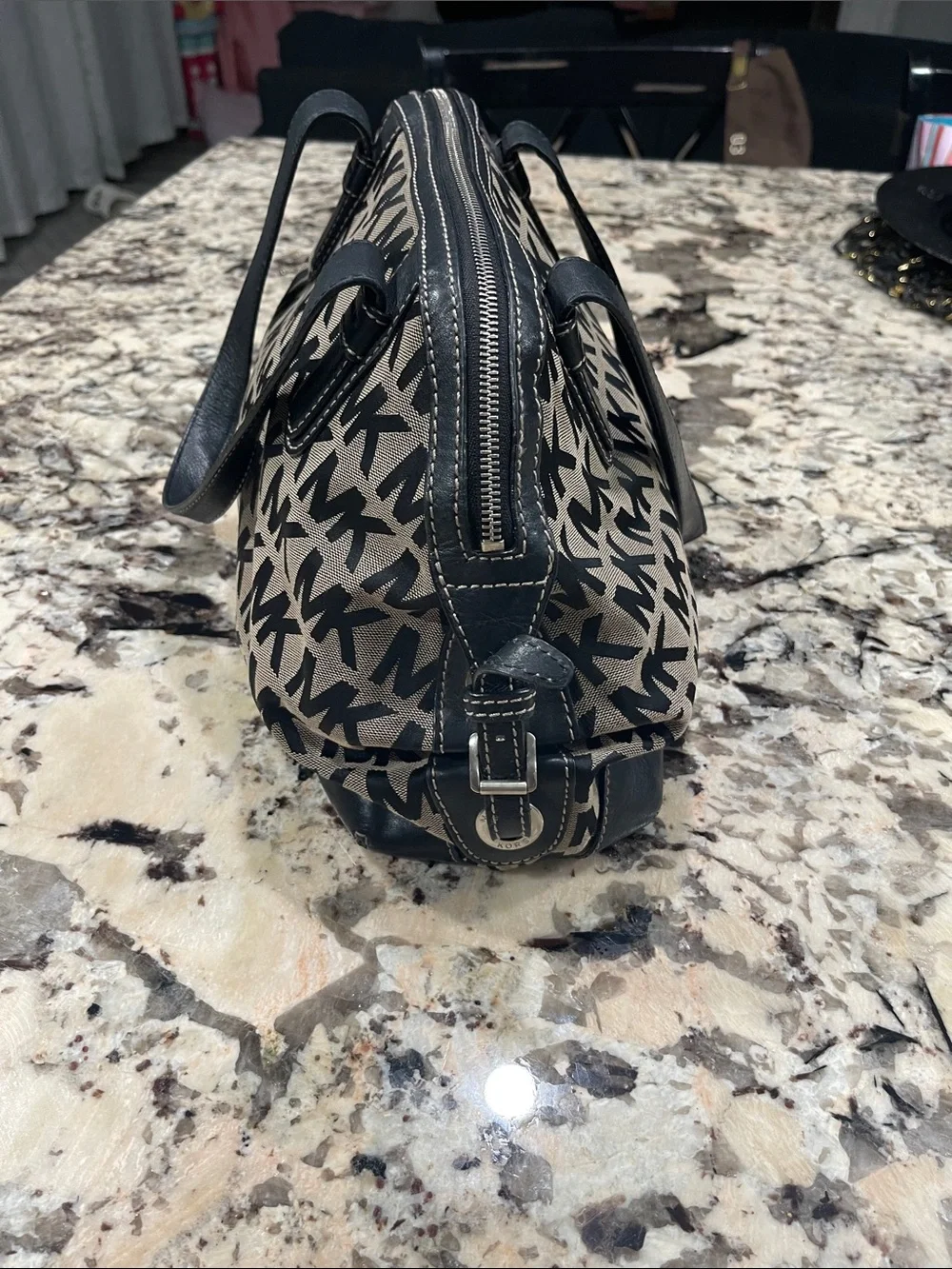 Michael Kors Brown and Black MK Logo Shoulder Bag